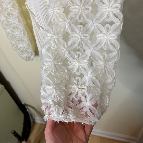 Cato Mesh Floral Long Sleeve Ribbed Sweater Dress White Ivory Size M - Picture 6 of 6